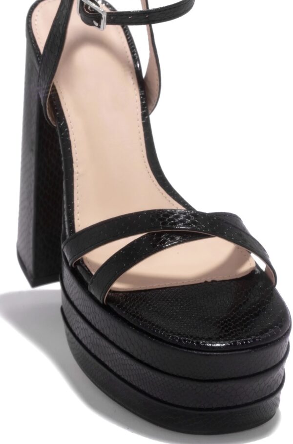 Sofia Black Platform Block High Heels - Imagen 4