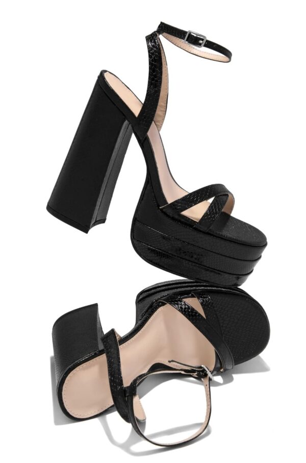 Sofia Black Platform Block High Heels - Imagen 3